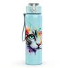 1PC Half Color Half Real Cat Mixed Media Art 750ml Color Plastic Sports Water Bottle Leakproof Flip Straw Lid Suitable for Sports Office Home Use