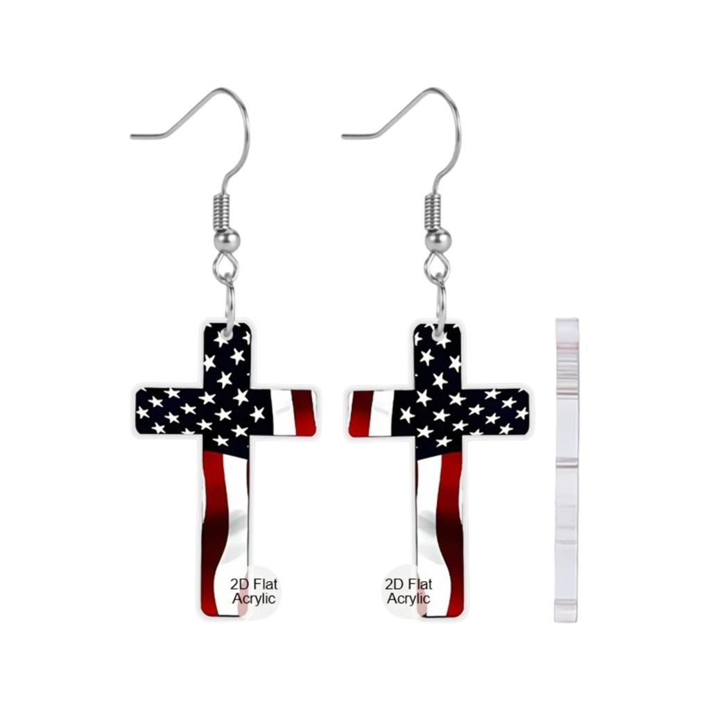 American Flag Independence Day Acrylic Earrings Pendant, Women's Gift, Decoration, Holiday. 2D