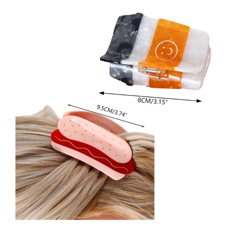 Hamburger Shape Claw Clips Cute Cartoon Food Hair Jaw Clip Acetate Strong Hold Barrettes Thick Thin Hair Styling Tool