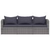 vidaXL 3-tlg. Garten-Sofagarnitur mit Kissen Grau Poly Rattan