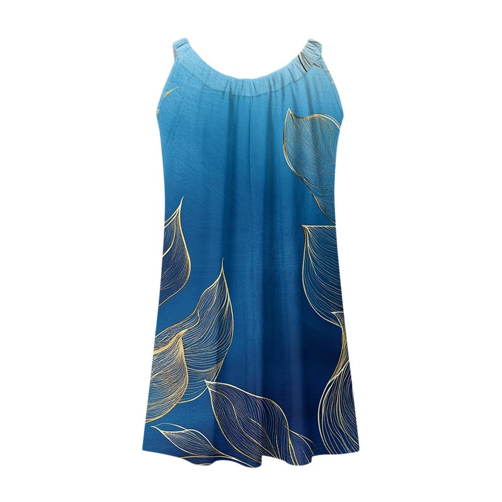 Women's Summer Sleevelesss Scoop Neck Sun Dress Tank Beach Dress