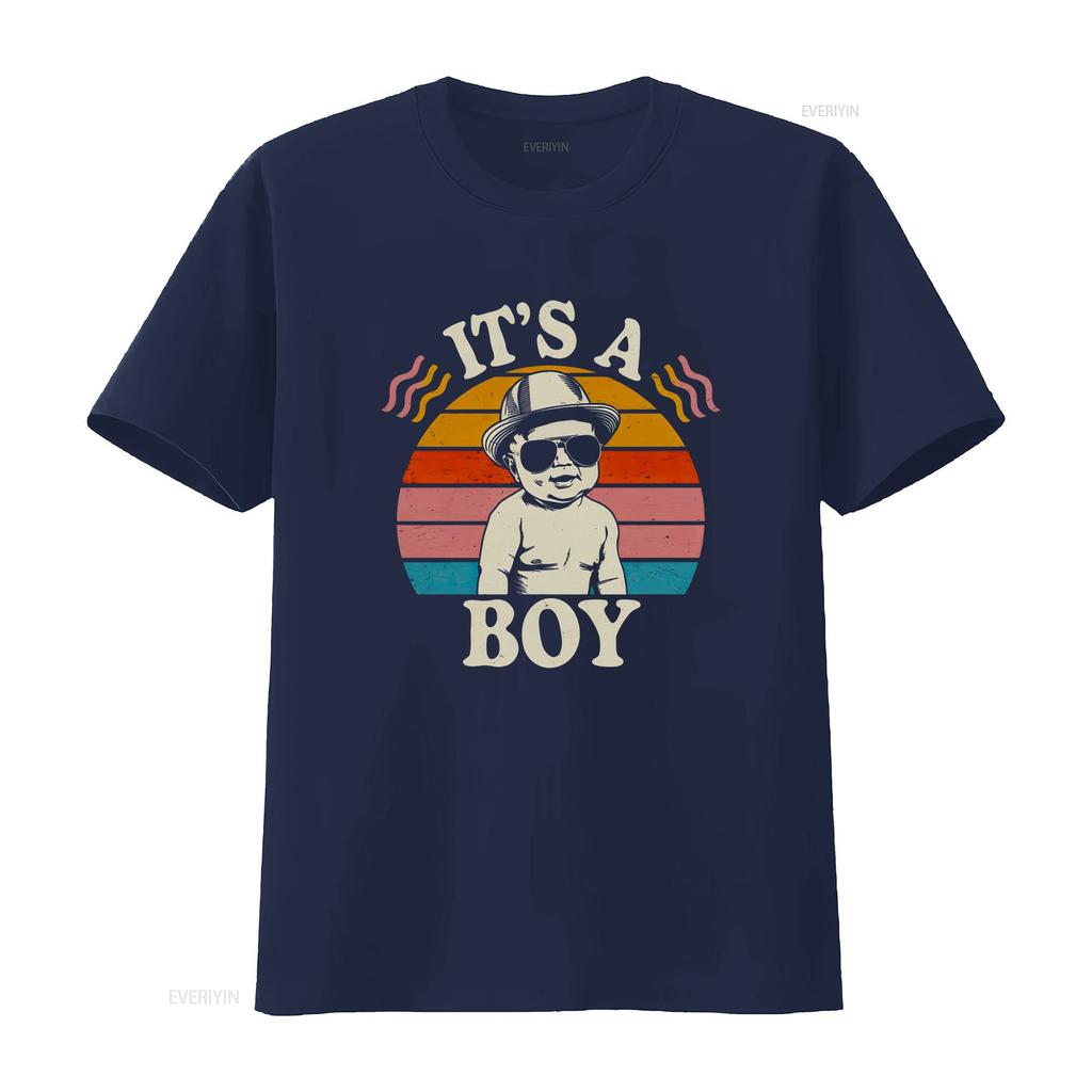 Retro Cool Baby Boy T Shirt Pregnancy Reveal for Moms Fun Its A Boy with Sunset Print Stylish Gender vintage Washed