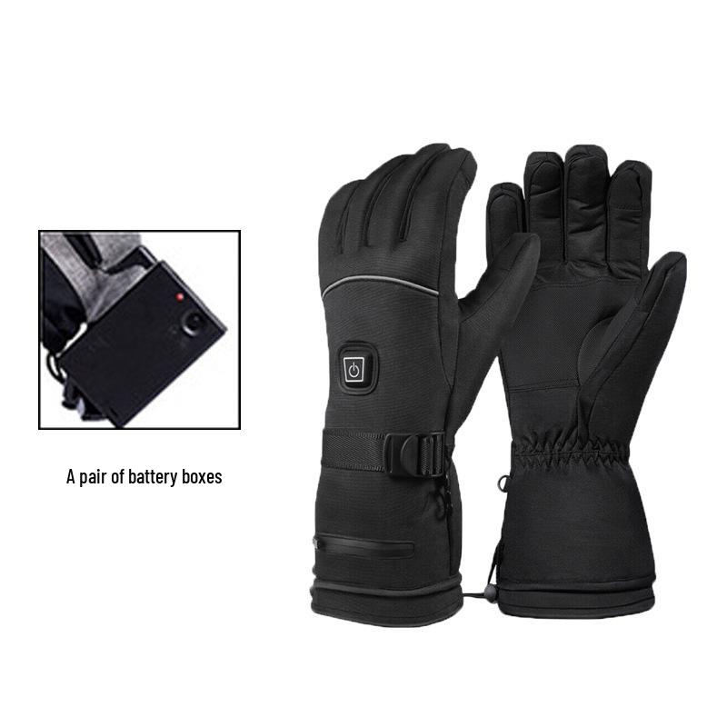 Winter Smart Heated Gloves: Three-Level Temperature Control, Waterproof, Cold-Proof, Rechargeable, Five-Finger Design for Outdoor Cycling.