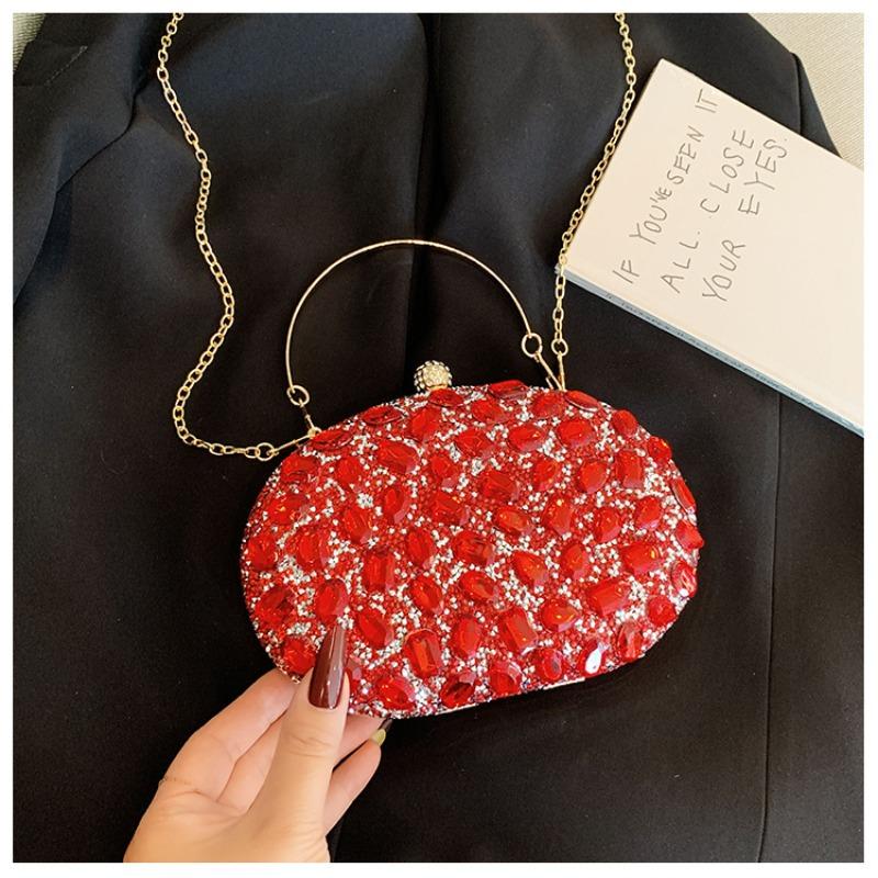 Nuevo bolso de cena incrustado de diamantes Bolso de mano de moda para banquetes para mujer Bolso pequeño para vestido Bolso bandolera de hombro totalmente de diamantes