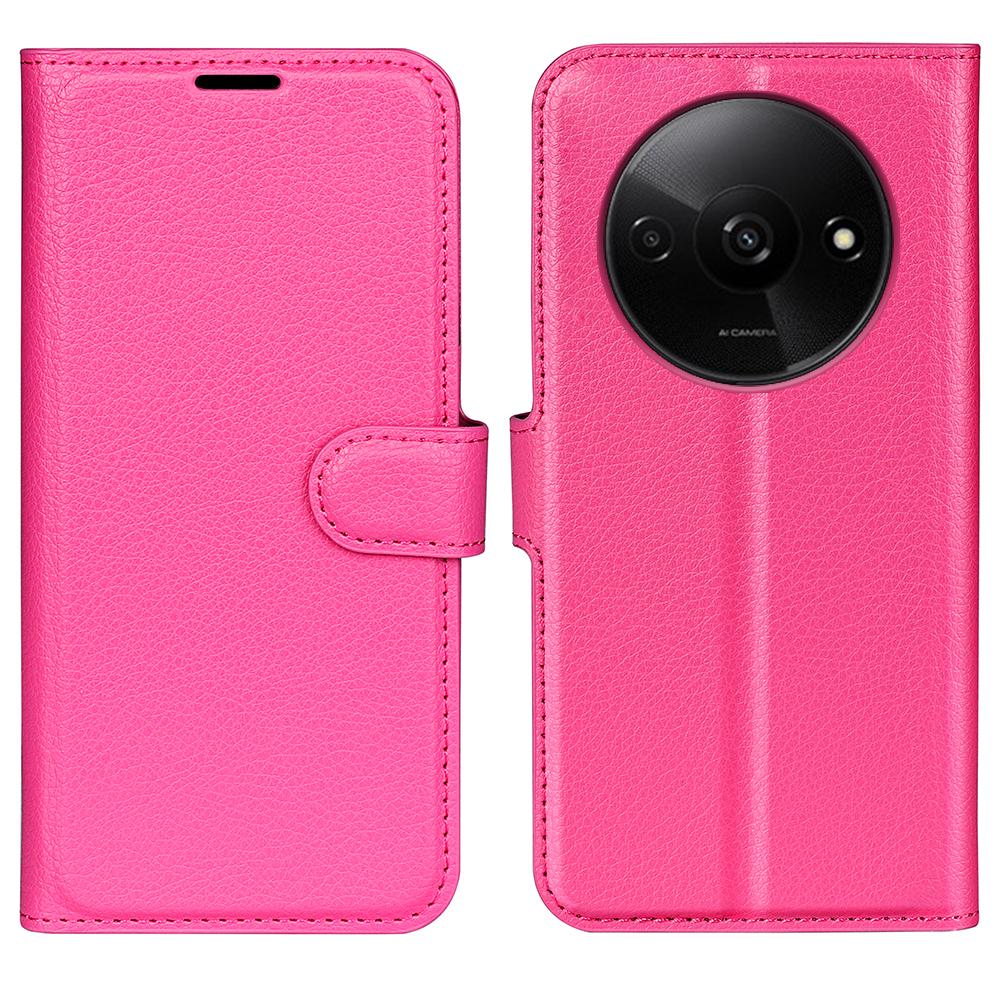 For Xiaomi Redmi A3 4G/Poco C61 4G Case Litchi Texture PU Leather Folding Stand Phone Cover