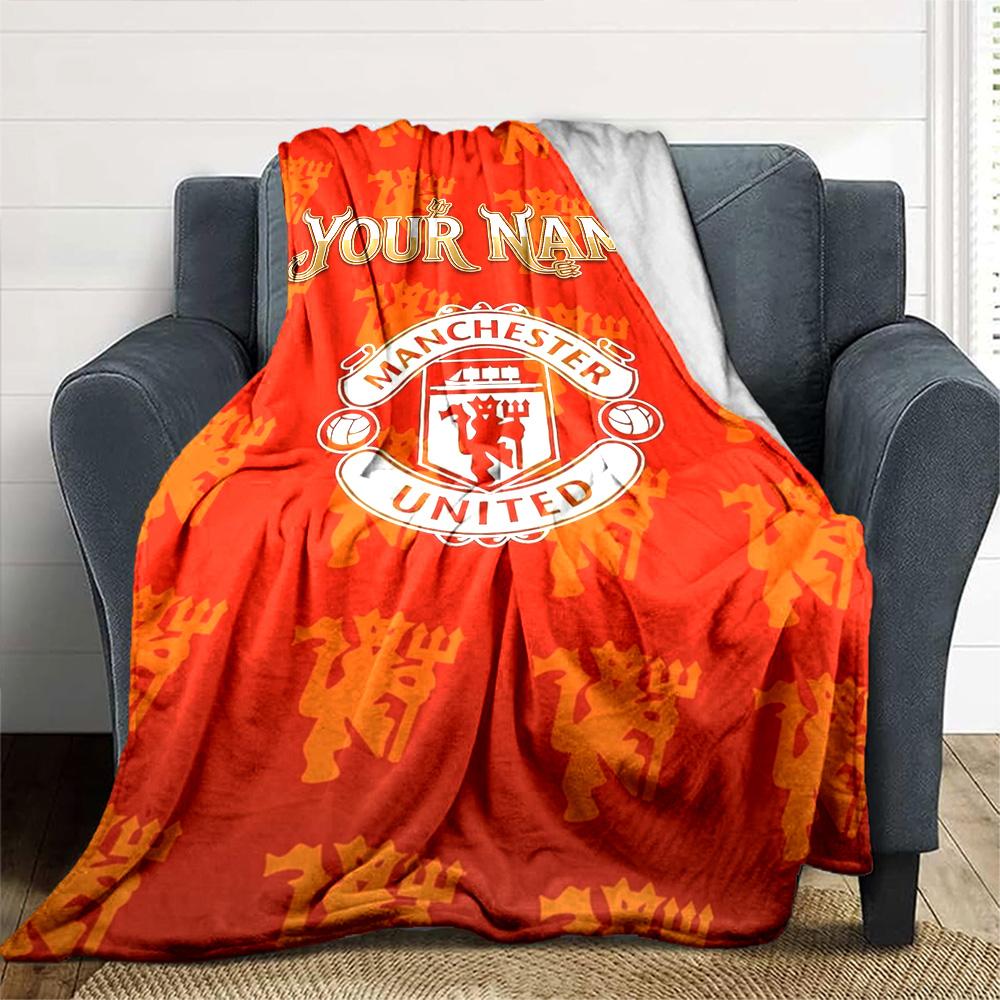 Manchester Personalized Name Blanket Lightweight Customizable Blanket Ultra-Soft Great for Livingroom Chair Couch Picnics All-Season Use