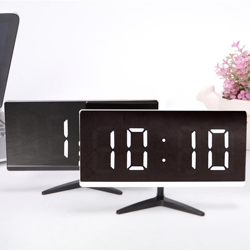 Creative Frameless Bedside Alarm Clock Personalized Clock Simple Electronic Clock Clock Mirror Clock External Power Supply