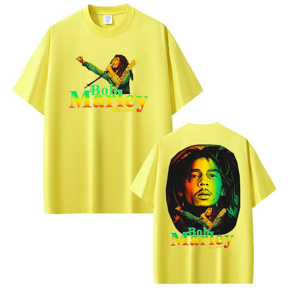 Rapper Bob Marley One Love Tour 2025 Graphic T Shirt Mens Vintage Hip Hop Short Sleeve Tshirts 100 Cotton Tshirt Streetwear