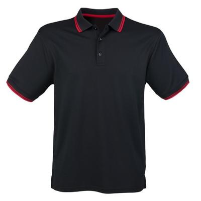 Henbury Mens CoolPlus Tipped Short-Sleeved Polo Shirt