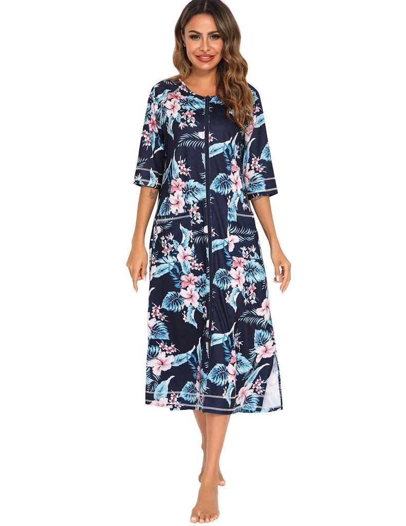 Rochie de maternitate europeană și americană 2024: Pijamale Confortabile, Casual, cu Croială Largă și Mâneci 3/4 pentru Primăvară și Vară