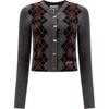 Ganni Diamantmønster V-hals Enkeltknappet Langærmet Sweater Dame sweater Grå K2284-523