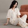 1011 New Lyocell cotton pajamas women's summer with chest pads, short sleeves and trousers, high-end loungewear set