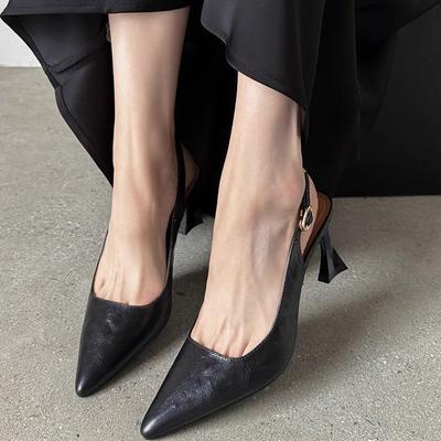 Baotou sandali con tacco alto e tacco sottile da donna punta acuminata 2025 primavera ed estate nuovi scarpe da pendolare sottili stile retrò francese da donna