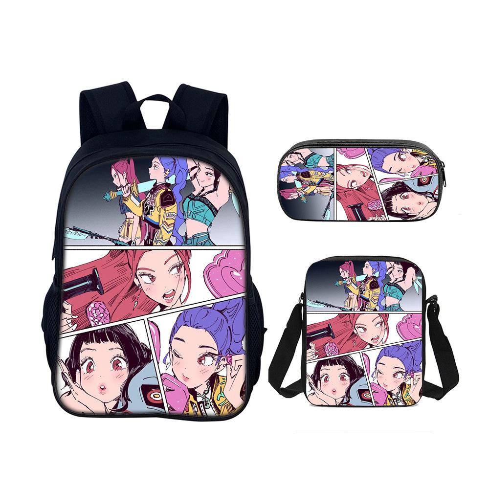 Kpop Demon Hunters Student School Bag Satchel Pencil Case Three-Piece Set Demon Hunters Backpack Set