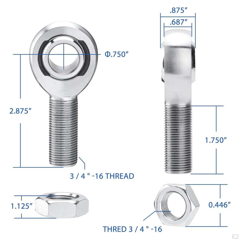 Heim Joint Rod End Set Left and Right Thread Hinge Joints Alloy Auto Accessories Sturdy Repair Part