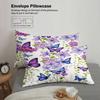 Floral Butterfly Print Bedding Set Purple And Blue Flowers With Butterflies Bedding With Duvet Cover & Pillowcases For Bedroom