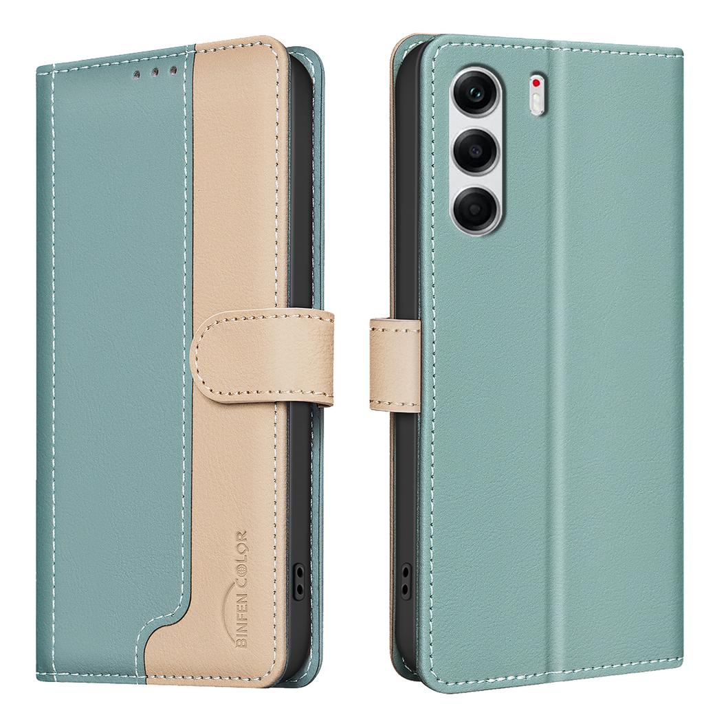 BINFEN COLOR BF33 For TECNO Camon 40 Pro 4G Leather Case Splicing Color RFID Blocking Wallet Stand Phone Cover