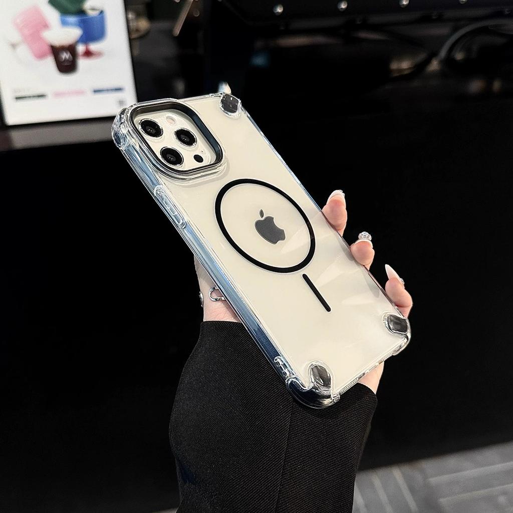 High-End Sense Einfach Transparent Magnetische Saugkraft Vier Ecken Fallschutz Weich für iPhone 16 Pro Max 15 Plus 14 Promax 13 12 11 Hülle