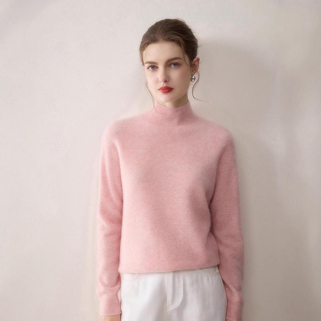 Rollkragenpullover aus reinem Kaschmir für Damen: Vielseitig, Warm, Einfarbig für Herbst/Winter