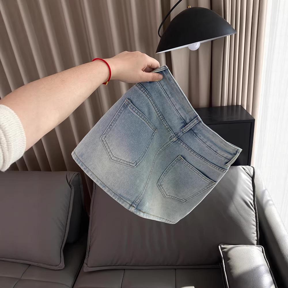 2024 Hot Rhinestone Denim Mini Skirt: Slimming Spicy Girl Summer Style for Women