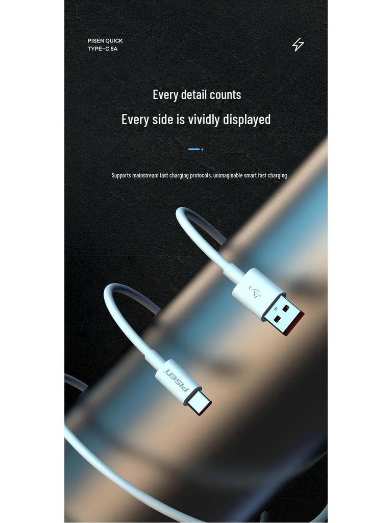PISEN 5A Fast Charge USB-C Cable for Huawei, Xiaomi, Android, Oppo, Vivo