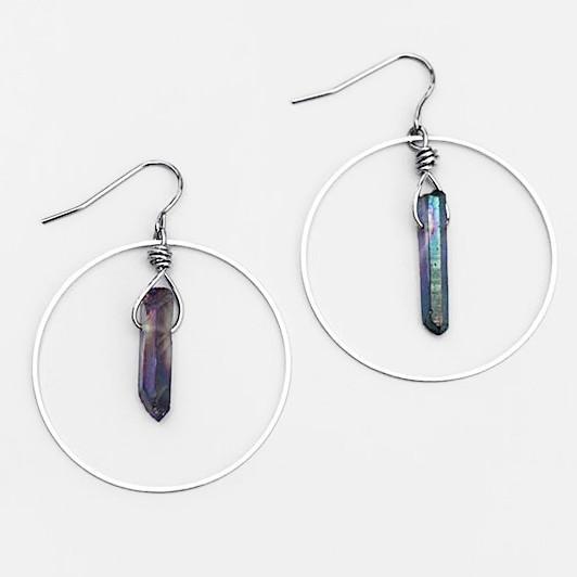 

New Fashion Simple Geometry Sliver ColorLarge Circle Irregular Crystal Pillar Pendant Dangle Earrings for Women Jewelry Gifts білий