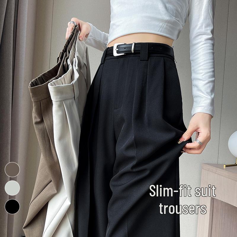2024 Women's High Waist Wide Leg Suit Pants - Korean Fashion, Spring/Autumn, Loose & Casual Fit