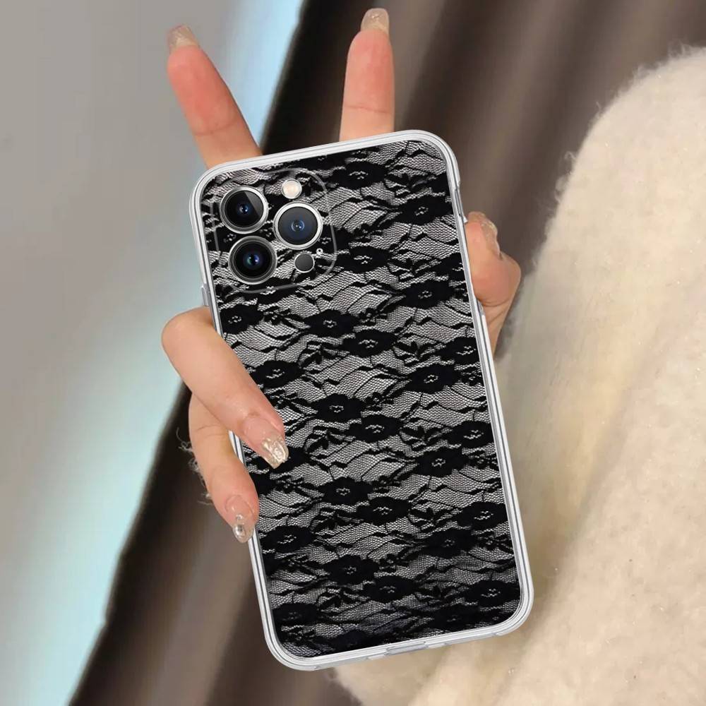 Lace Style Transparent Phone Case For IPhone 17 Air 16 Pro Max 15 14 13 12 11Plus Shockproof Cover
