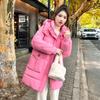 Winter new medium and long down cotton-padded clothes women's loose hooded cotton-padded clothes thickened cotton-padded jackets warm jackets