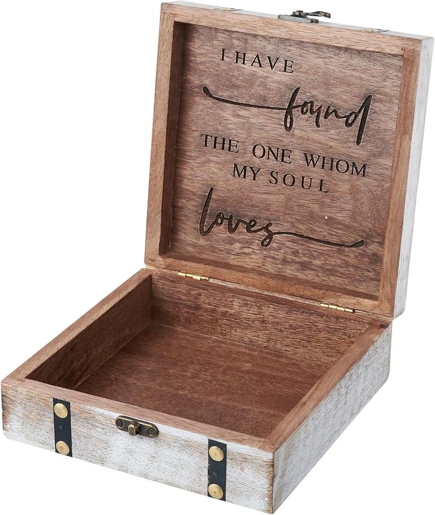 Eximious India Wedding Keepsake Box with Lids Bridal Arranger Memory Storage Box Bridal Shower Gifts Wooden Wedding 7X7X3 Inches Mr...