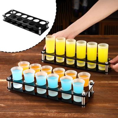 12 Hole Glass Tray Holder Bar 3.8cm Lightweight, Sturdy, Wine Cup Serving Cups