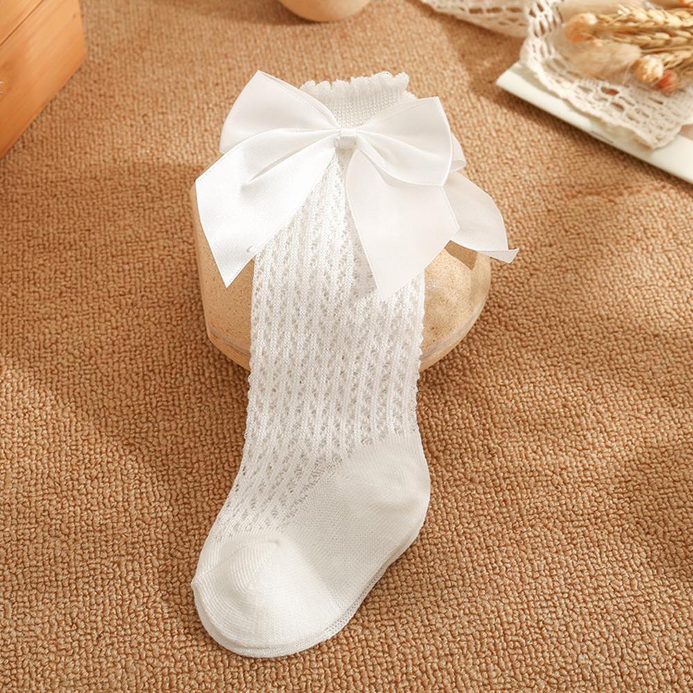 

Children s Bow Solid Color Mesh Bow Mid Length Socks Baby Socks