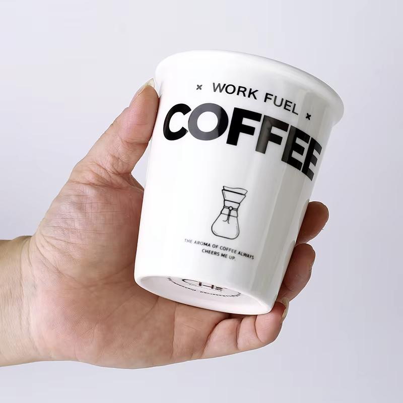 300ml Ceramic Cup Imitation Paper Cups Coffee Cup For Kitchen Coffee Shop Restaurant,Latte Mug,Drinkware Gift Souvenir