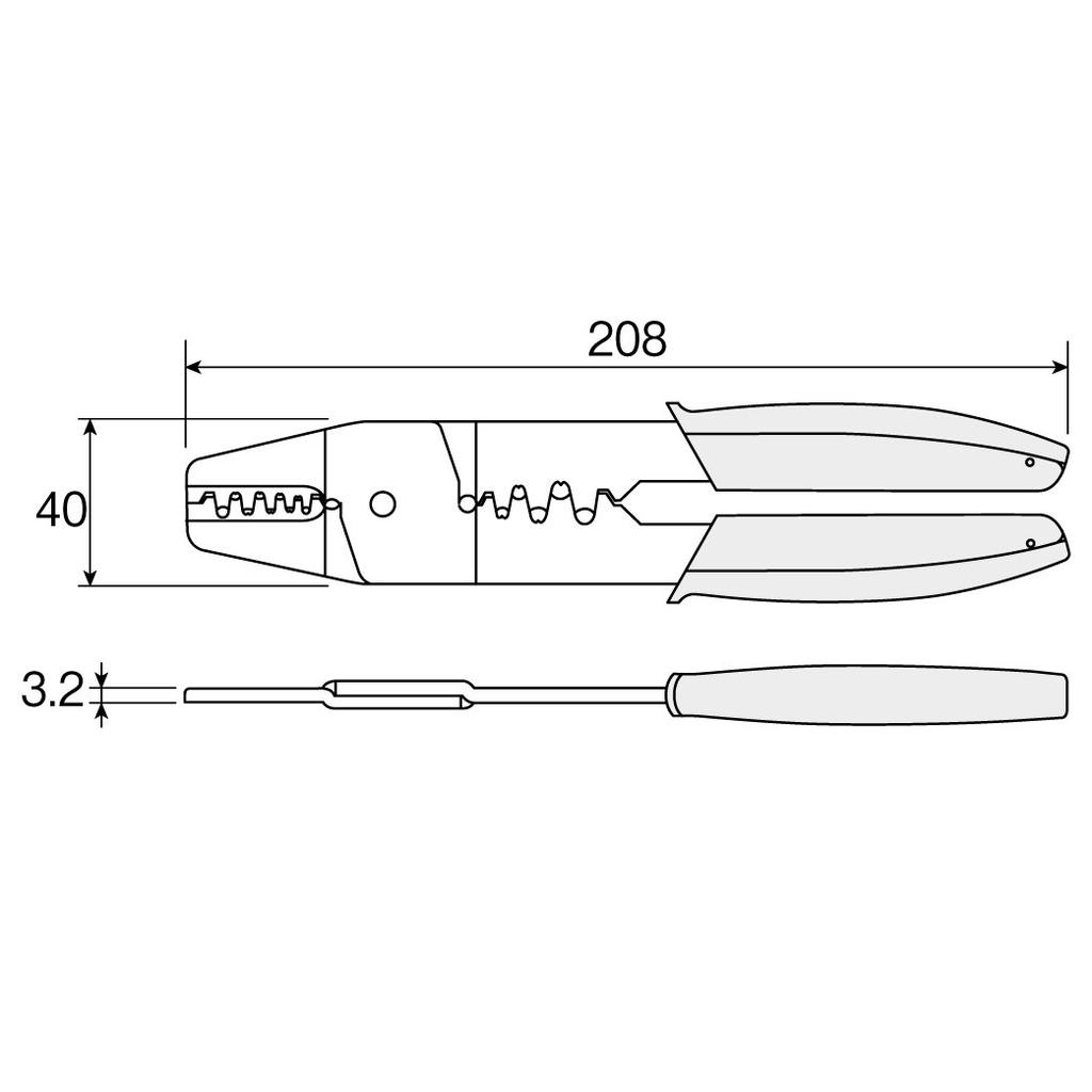 HOZAN Crimping Tool (for open barrel type contacts) Crimping pliers Die section has stepped thin finish AWG#28~#14 P-706