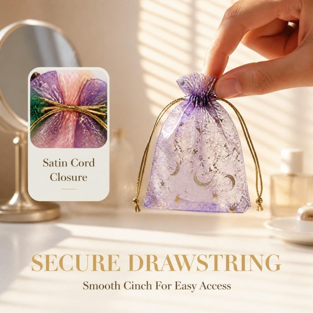 200PCS Drawstring Closure Drawstring Mesh Bag Sheer Fabric Transparent Gift Bag Gift Wrapping