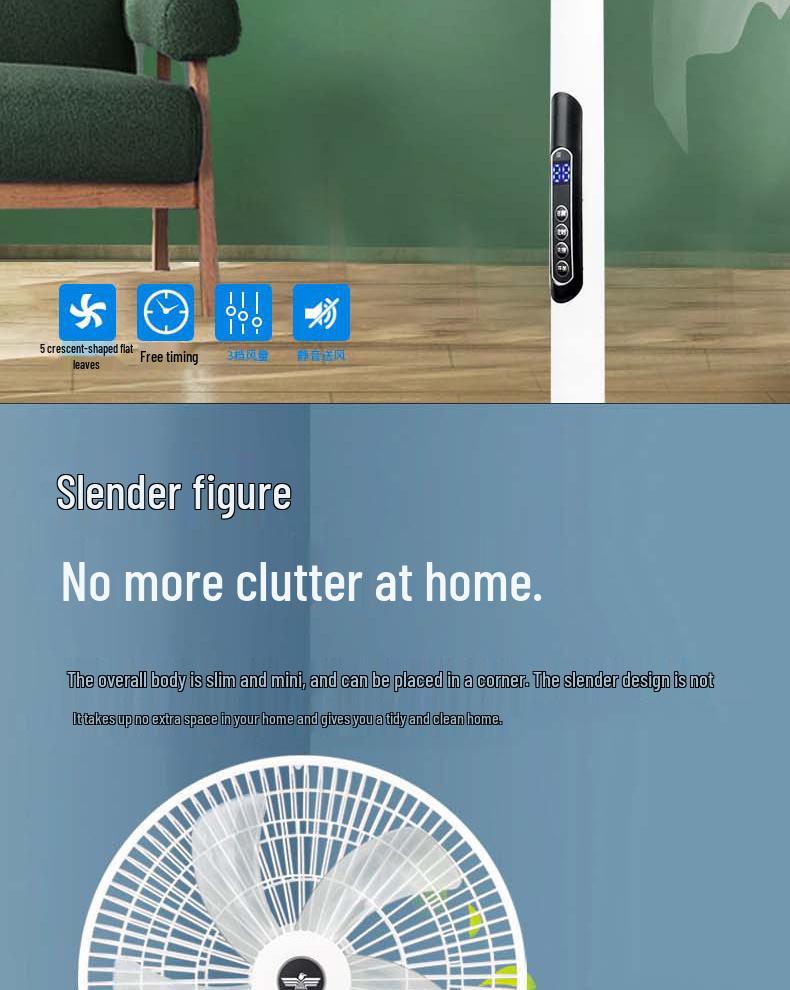 Remote Control Oscillating Floor Fan - Energy-Saving, Powerful Wind, Timer, Suitable for Dormitory & Bedroom