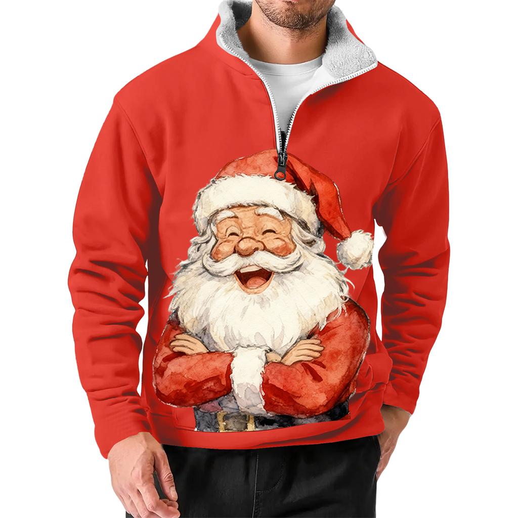 Pánská vánoční mikina se stojáčkem, horký prodej, venkovní ležérní top s límcem