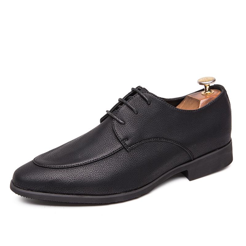 Men s Lace-Up Pointed Toe Soft Leather Casual Shoes, British & Korean Style 44 чёрный