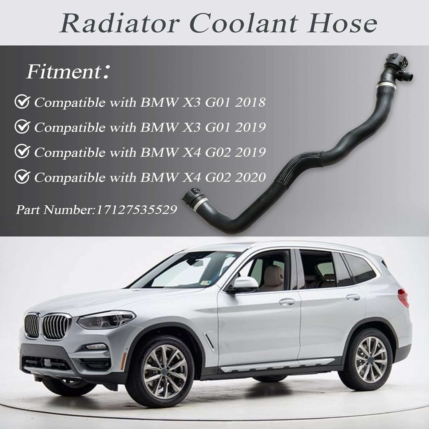 XQSMWF Radiator Coolant Hose Compatible With BMW X3 2018-2022 Compatible With BMW X4 2019-2022# 17127535529