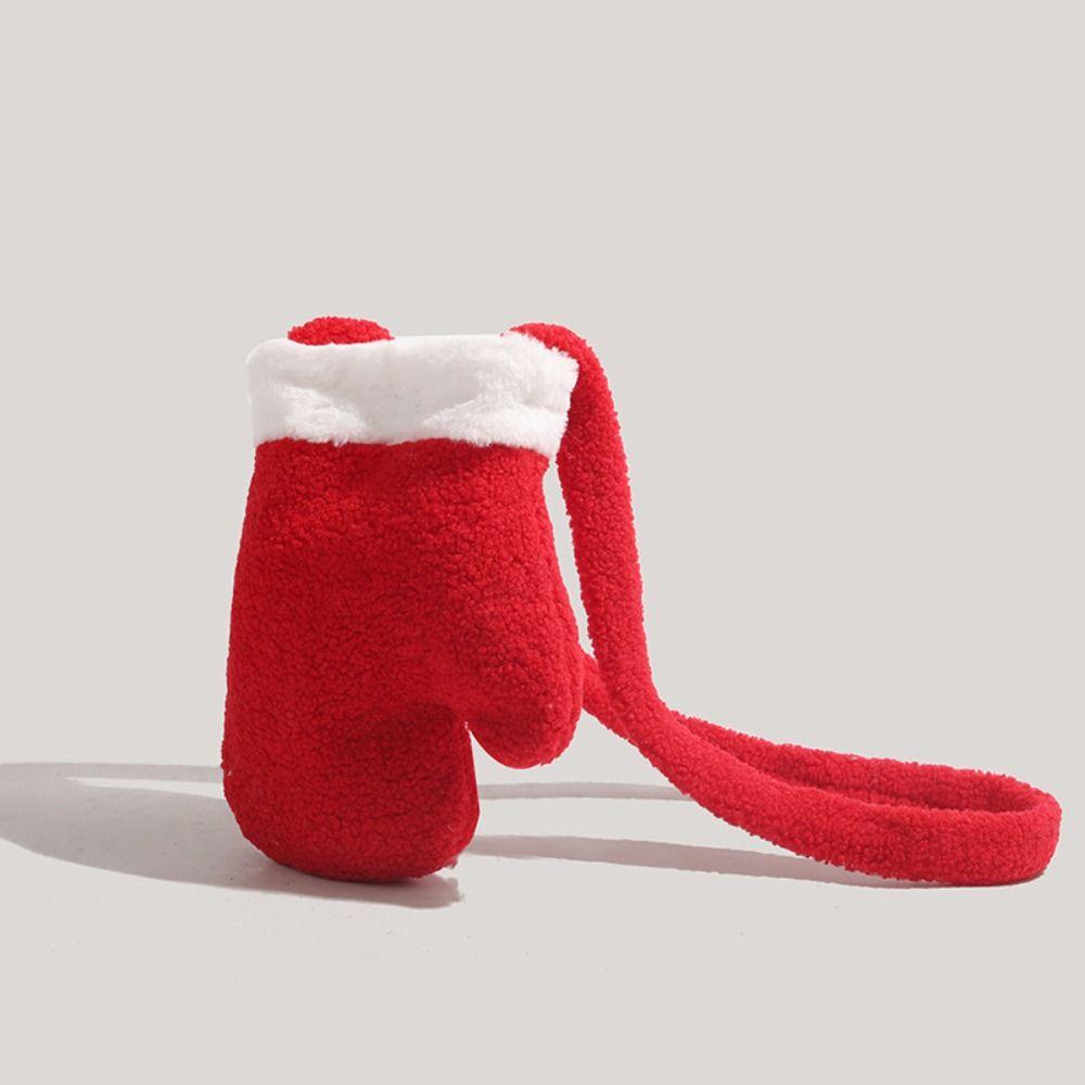 Neujahr Rot Plüschtasche Unregelmäßiger Handschuh Umhängetasche Mode Weihnachten Schultertasche Neujahr