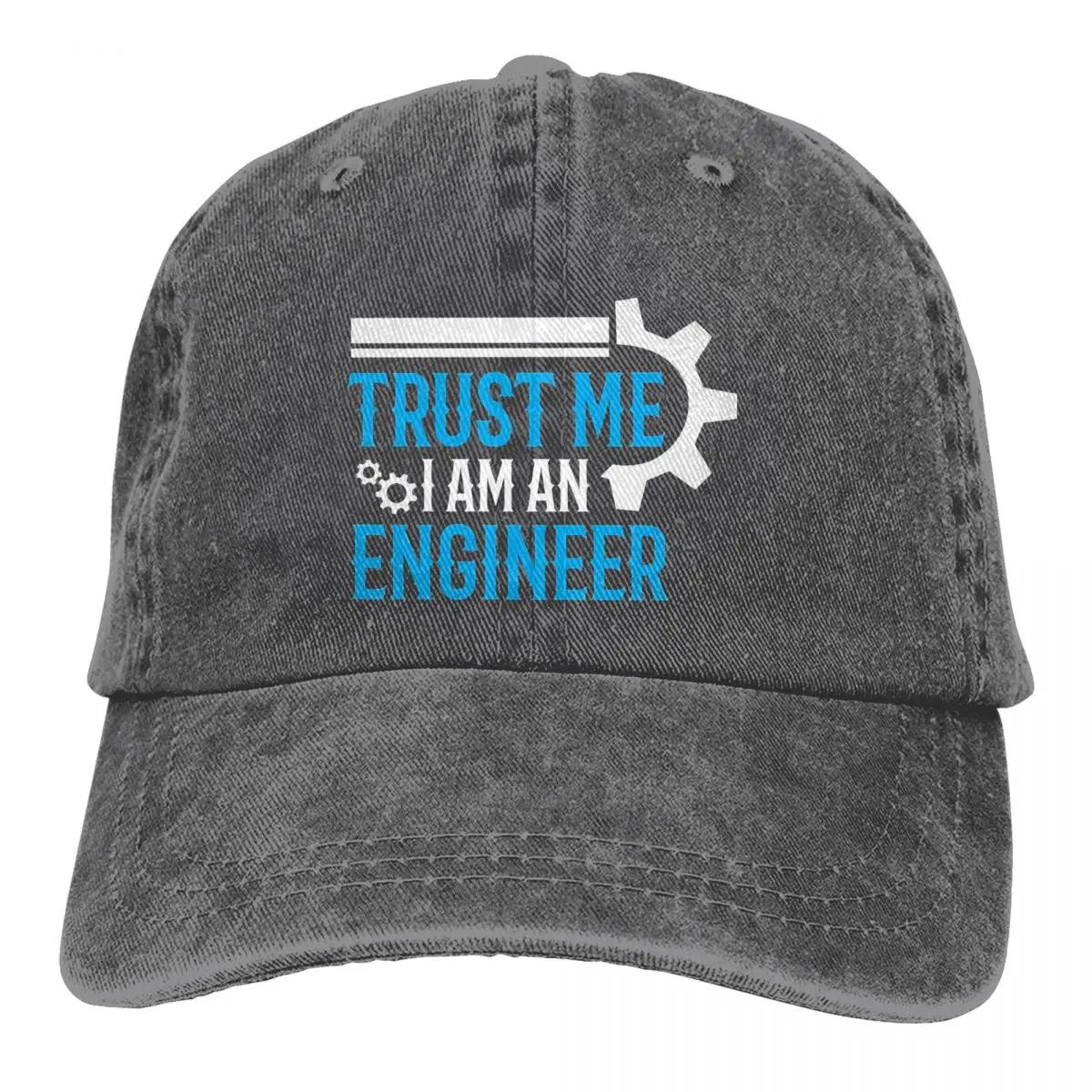 

Trust Me I Am Engineer Baseball Cap Blue Logo Streetwear Unisex Men Washed Trucker Hat Breathable Design Running Snapback Cap One Size темно-серого