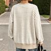 Women's Striped Side Slit Pullover Sweatshirt Loose Fit Long Sleeve Top for Fall Winter