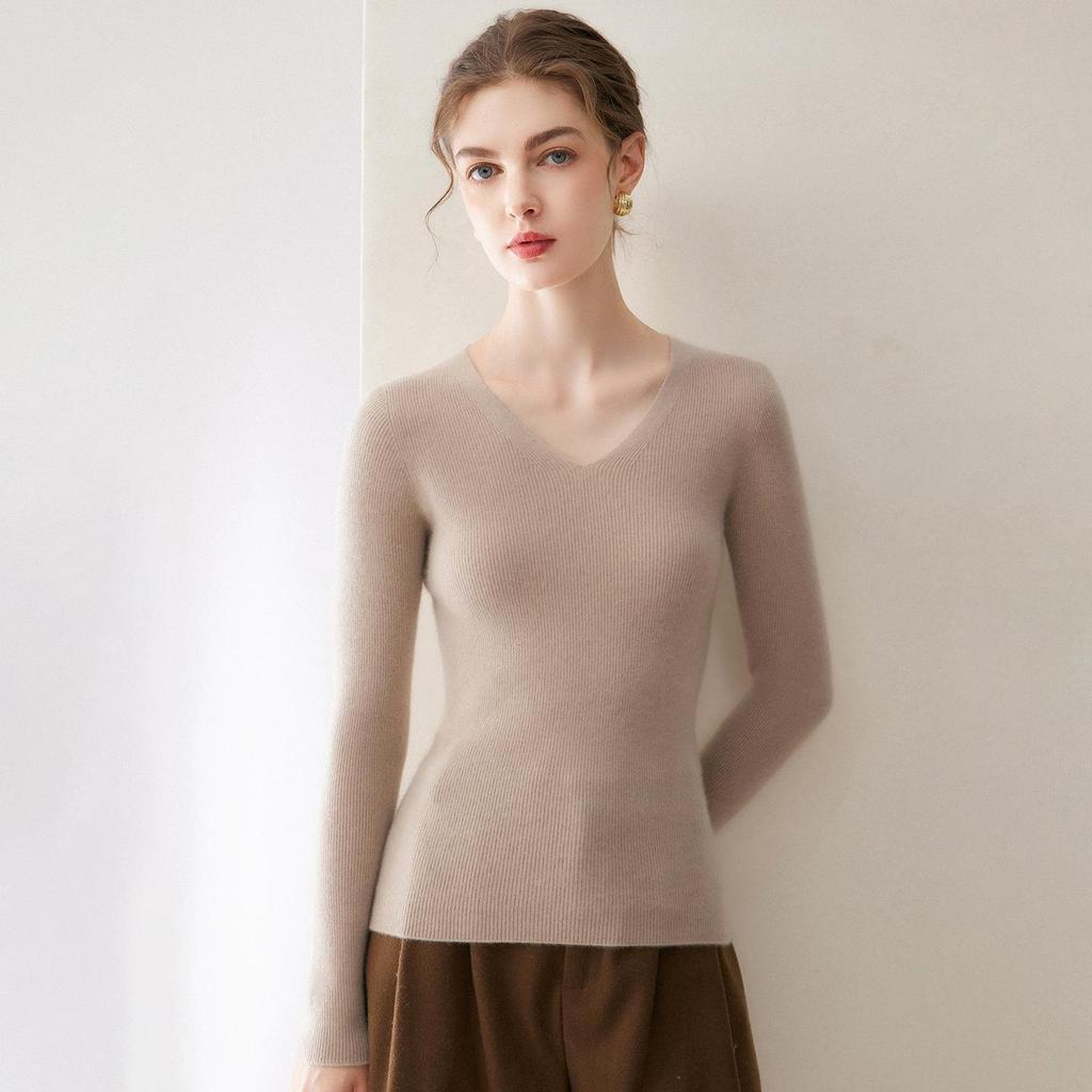 Damen Kaschmir V-Ausschnitt Langarm Pullover für Herbst/Winter