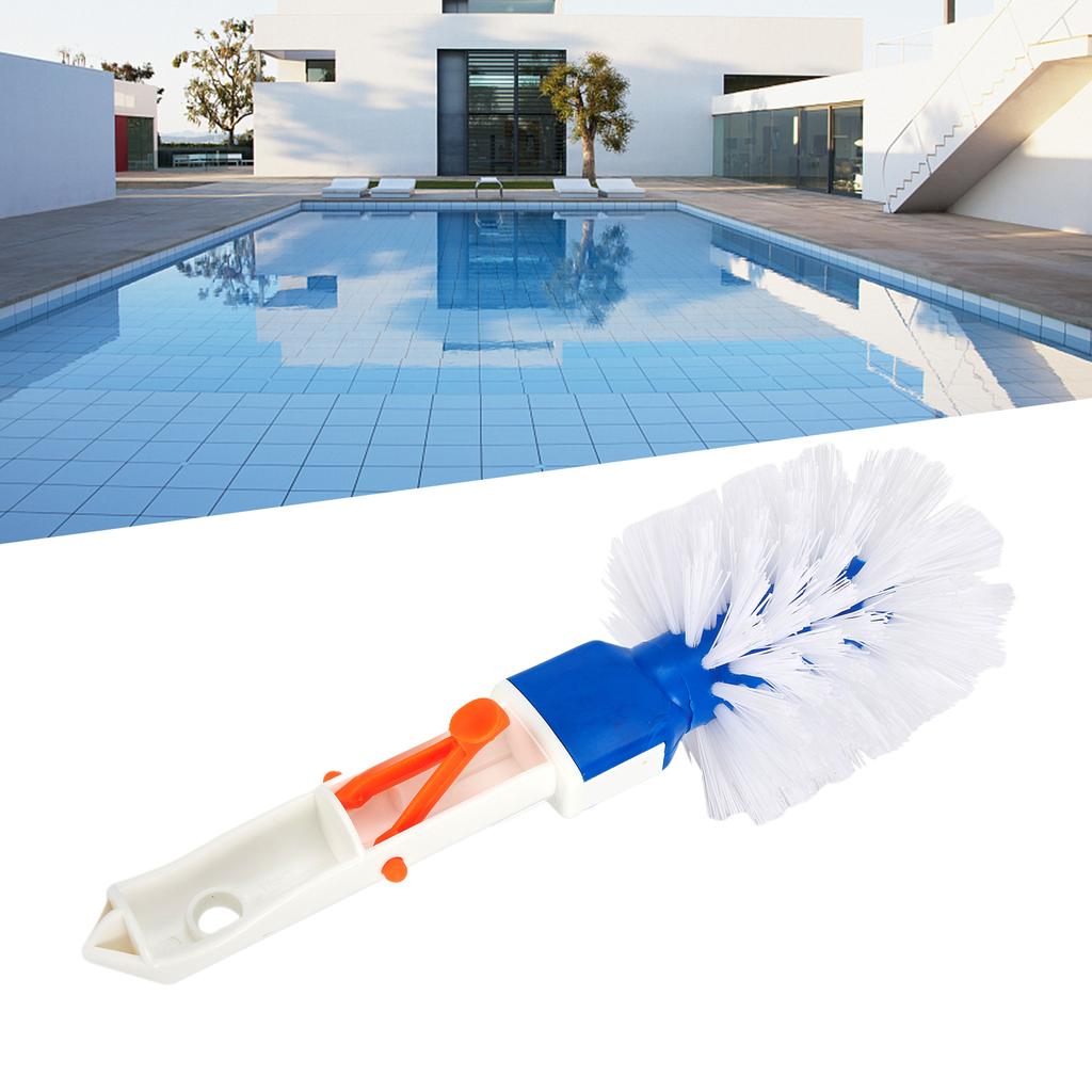 Round Pool Step and Corner Brush with Stiff Bristles for Deep Cleaning Crevices Fits Telescoping Poles with Adjustable Clips
