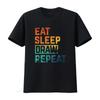 Digital Pencil Drawing Eat Sleep Repeat Watercolor Comfortable Summer T Shirt for Unisex with Fashionable Print Vintage Washed
