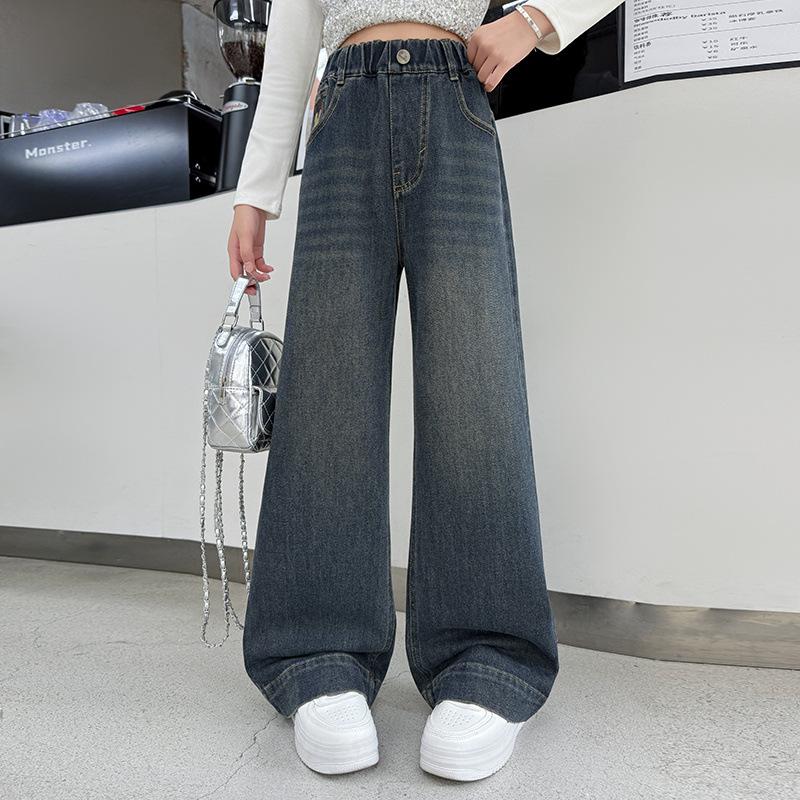 

Девочки Осень 2025 Джинсы широкие - Модные брюки прямого кроя для старших детей и учениц средней школы 170 cm