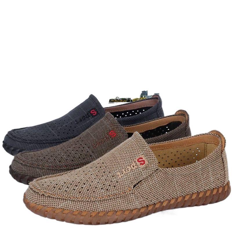 Men's Plus Size Breathable Slip-On Mesh Shoes with Non-Slip Sole