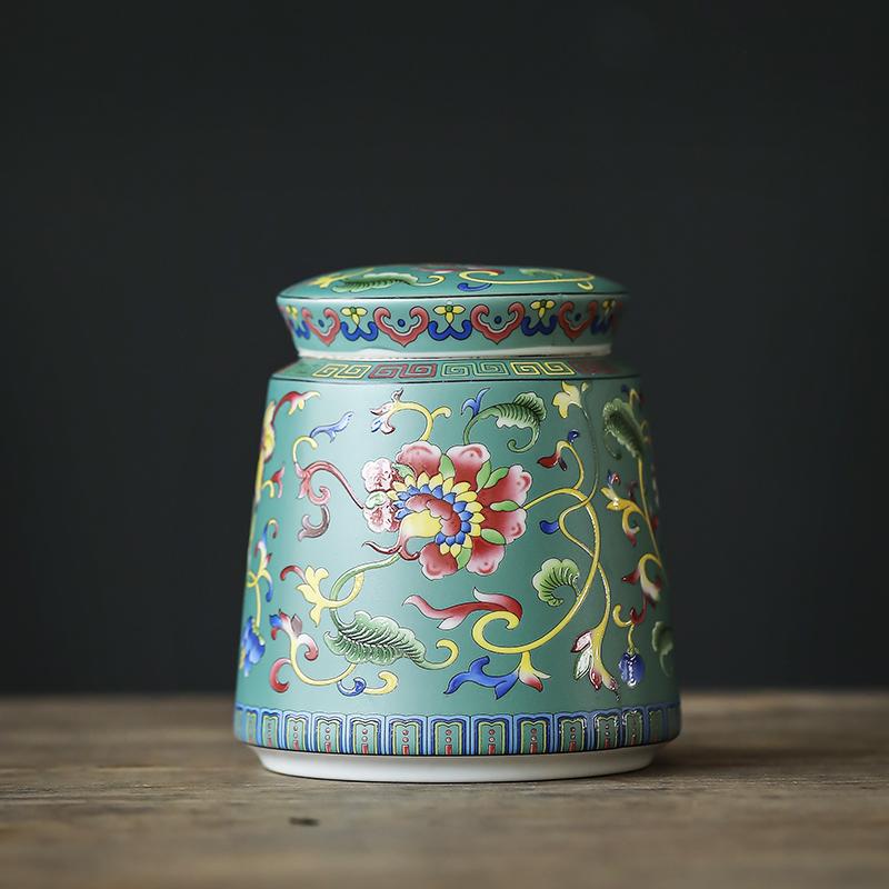 Creative Painted Ceramic Jar Portable Tea Candy Jar Household Multifunctional Nut Coffee Bean Storage Box Kitchen Food Container