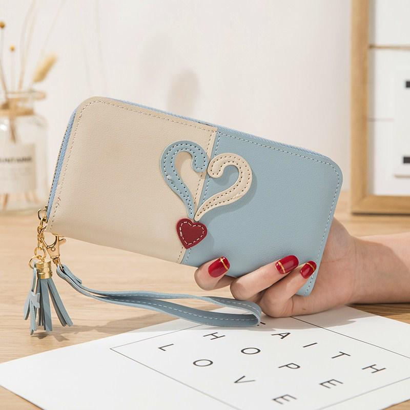 Women's Long Wallet: Korean Style, Contrast Color, Tassel, Mobile Phone Holder