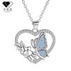 Womens Heart Shape Butterfly Pendant Necklace Tone Cross Chain Fashion Casual Chic Jewelry
